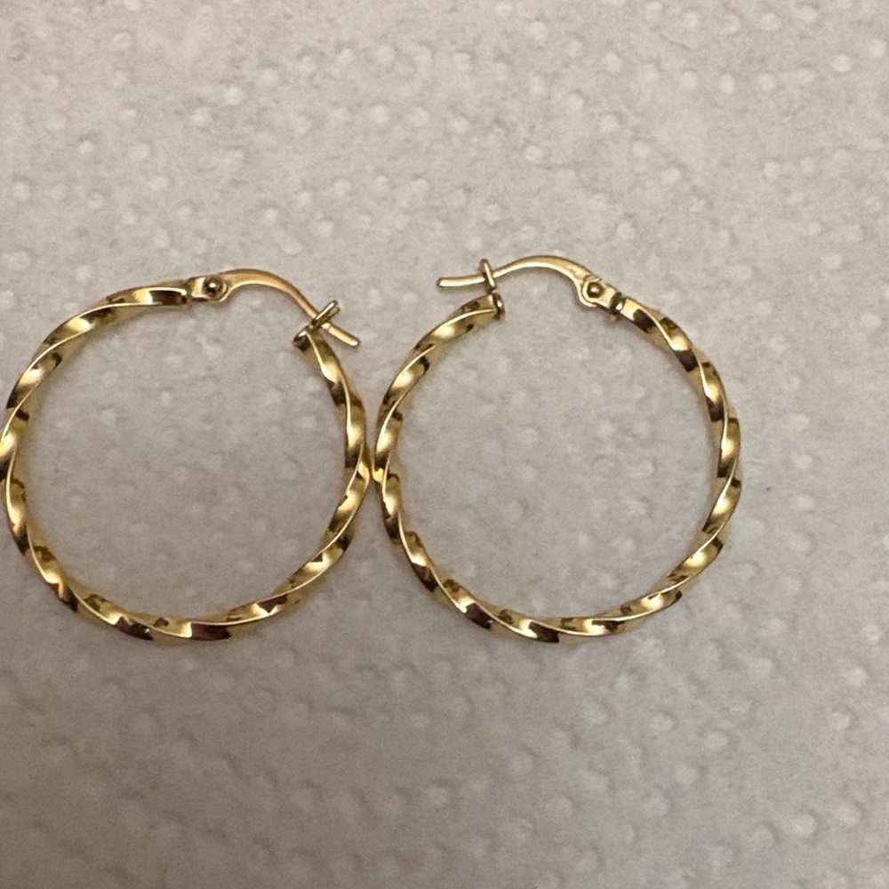18k Gold-Tone Twisted Hoop Earrings